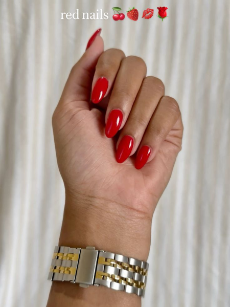 Cranberry Red fall nails for dark skin