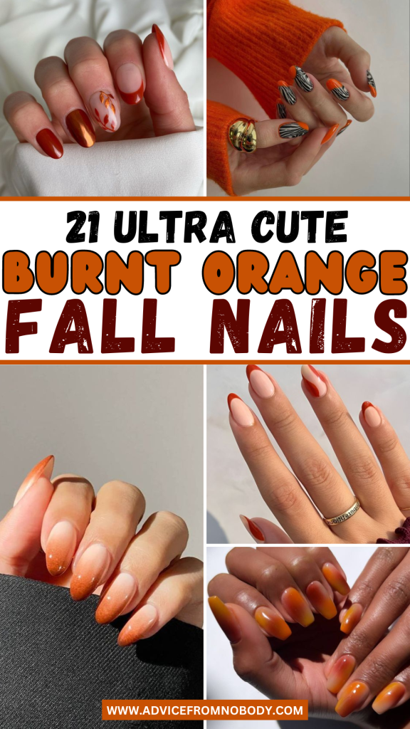 21 Ultra cute burnt orange fall nails