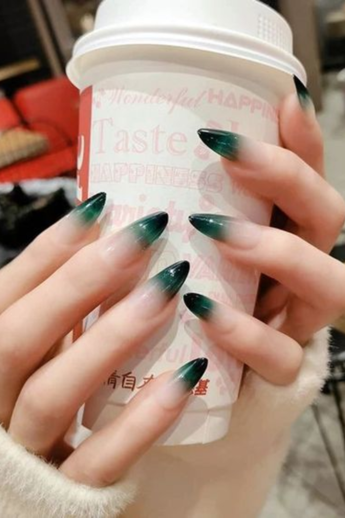 green Ombre autumn nails