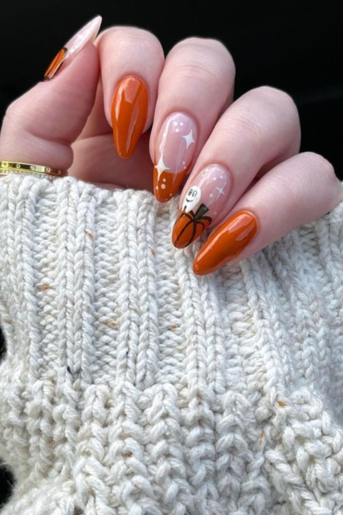 pumpkin Halloween nail ideas
