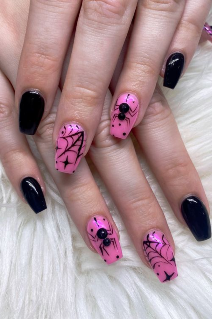 pink Halloween nails