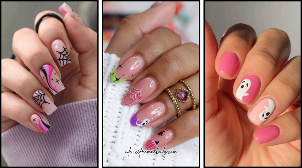 pink Halloween nails