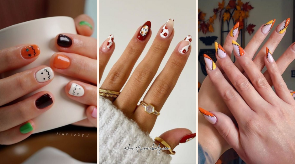 colorful Halloween nails