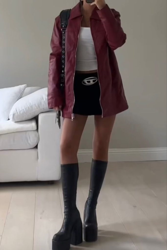 fall outfits with burgundy