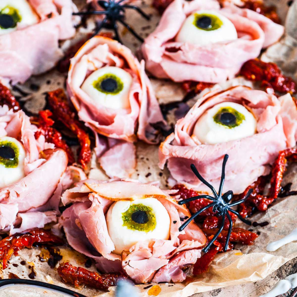 Halloween Antipasto Eyeballs Appetizer
