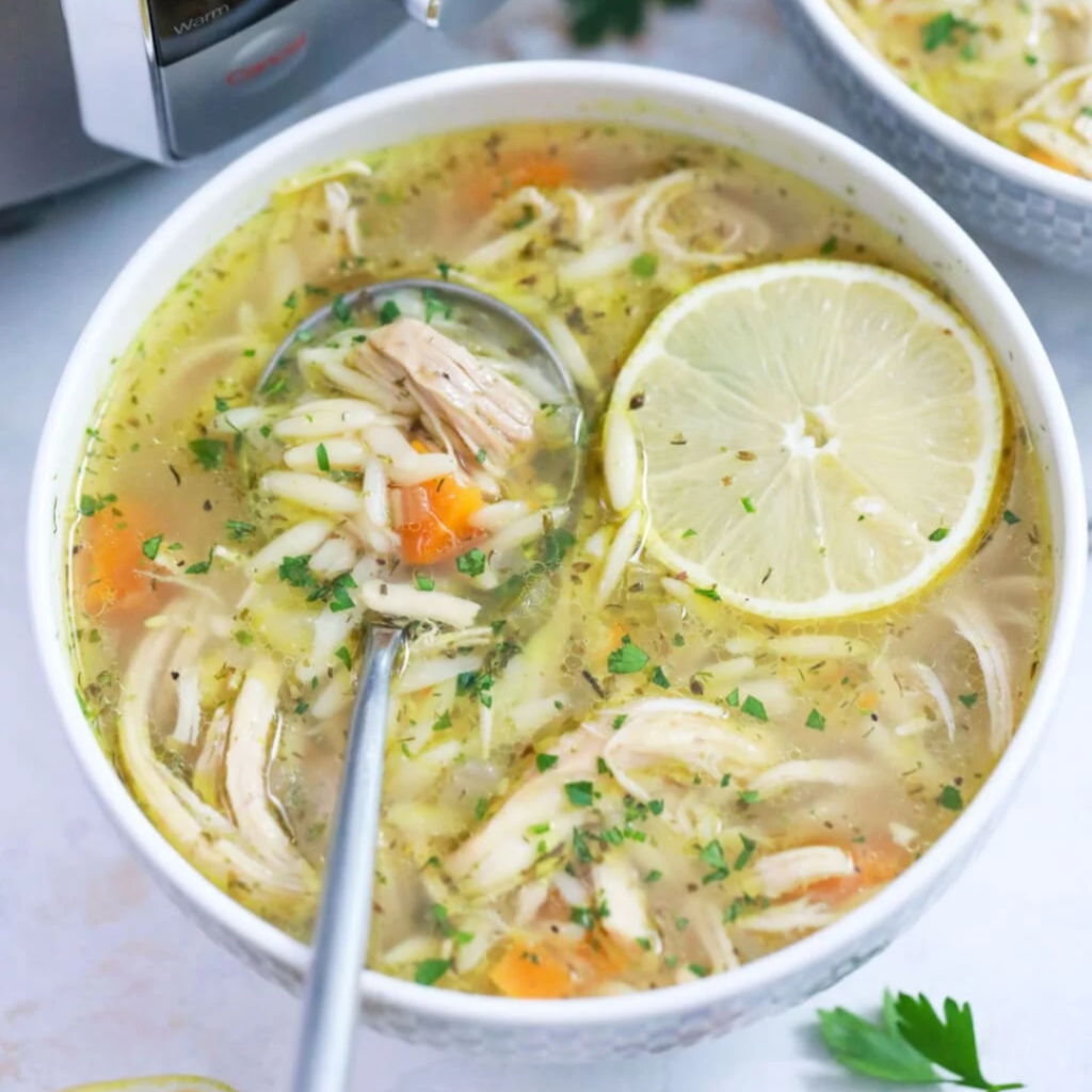 Instant Pot Lemon Chicken Orzo Soup
