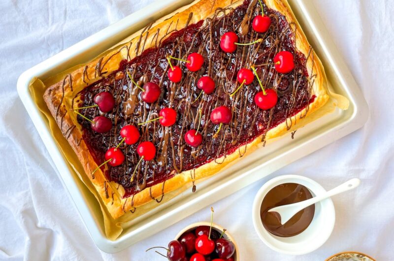 Cherry & Chocolate Puff Pastry Tart