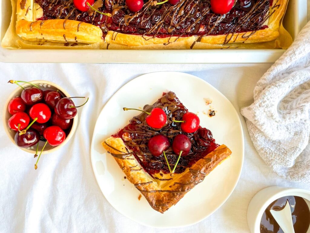 Cherry Chocolate Puff Pastry Tart