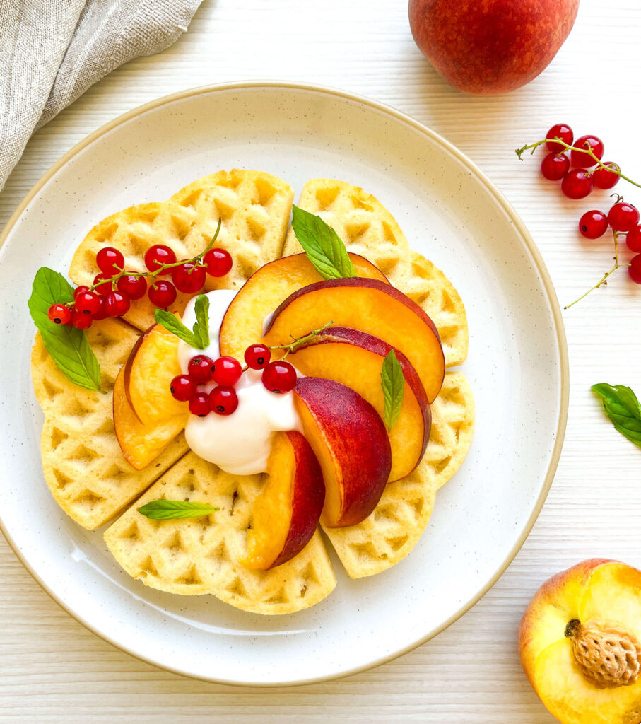 peaches and cream waffles