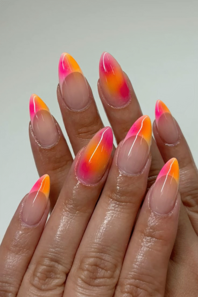 sunset aura nails