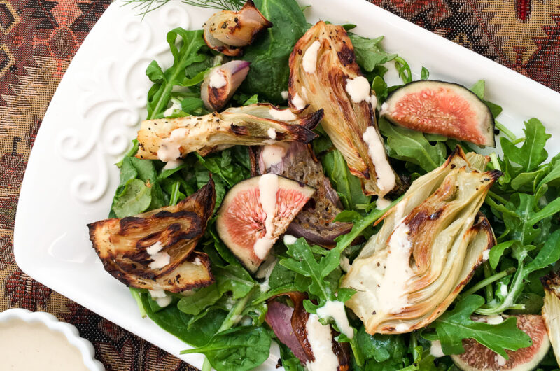 Roasted Fennel Salad with Lemon Tahini Dressing