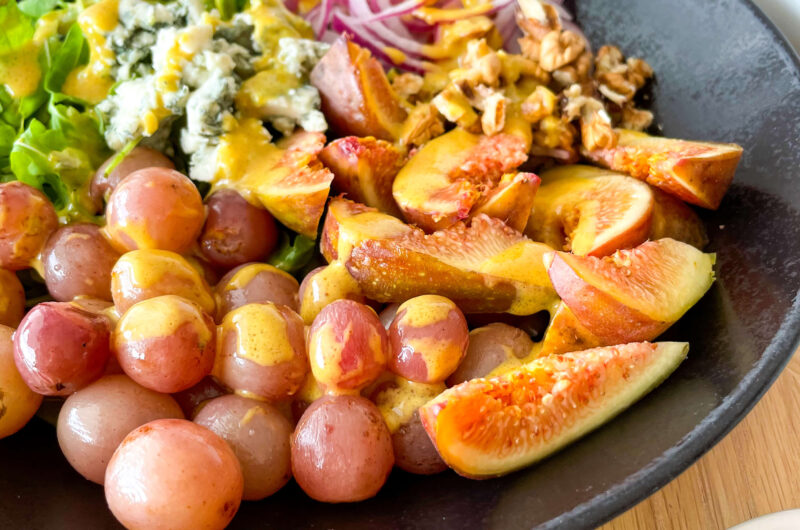 Roasted Grape Salad with Arugula, Figs, & Blue Cheese