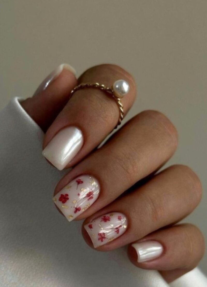 milky white nails