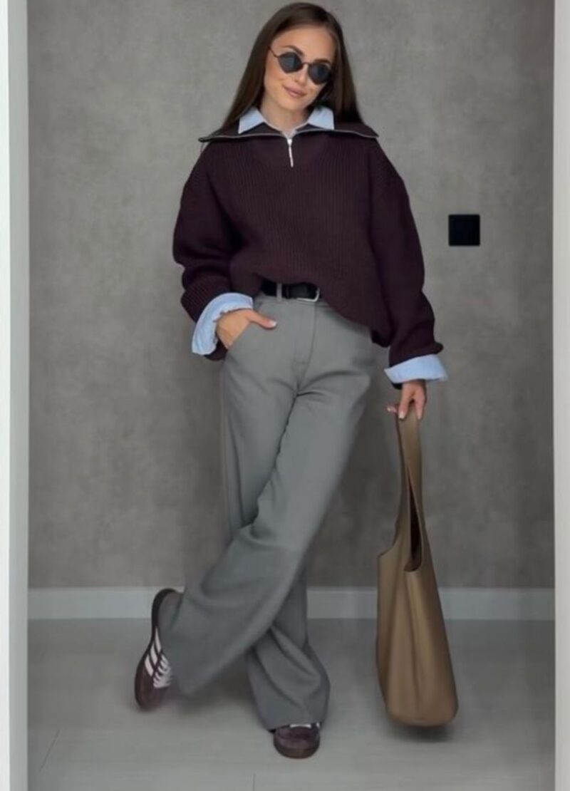 grey pants outfit ideas