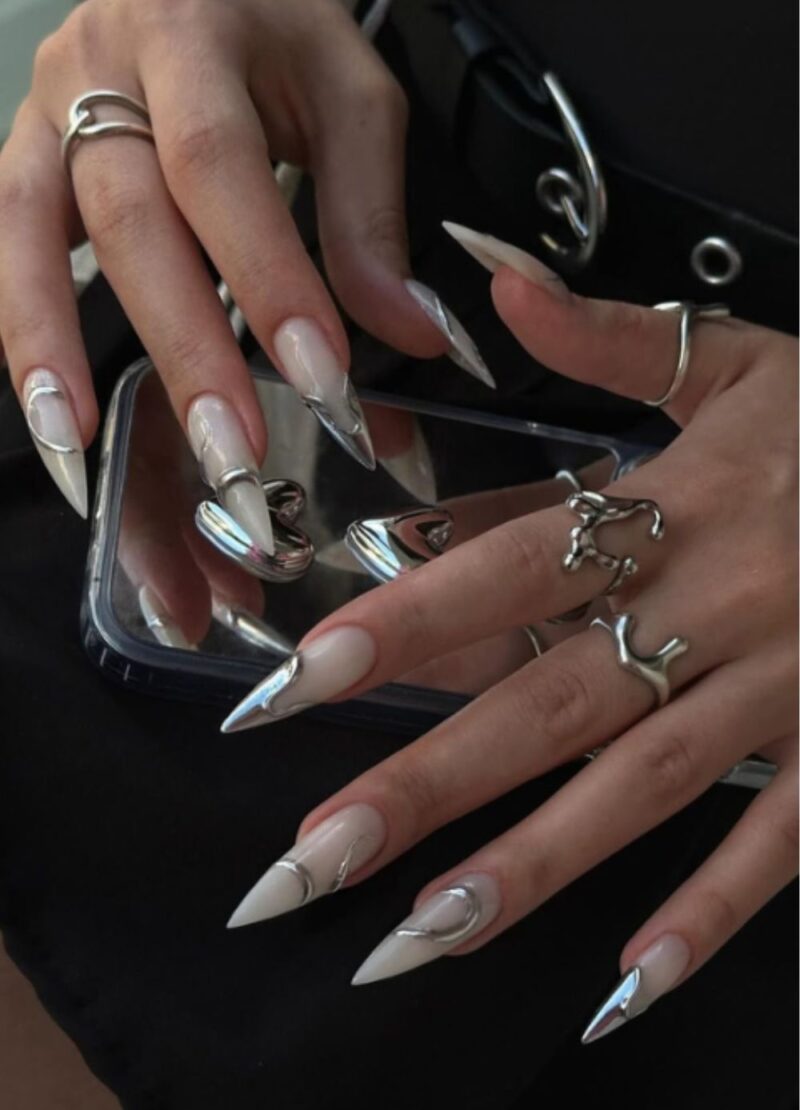 silver nails ideas