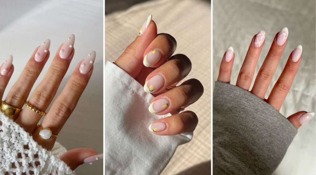 milky white nails