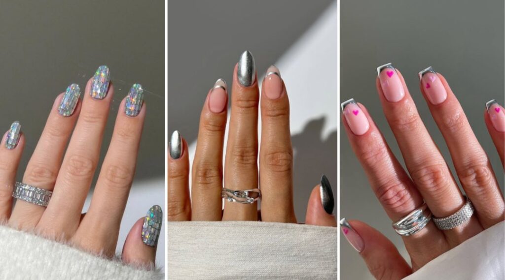 silver nails ideas