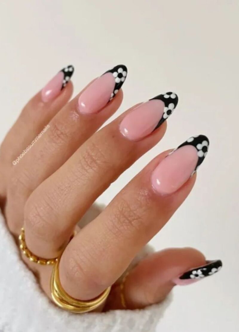 black French tip nails