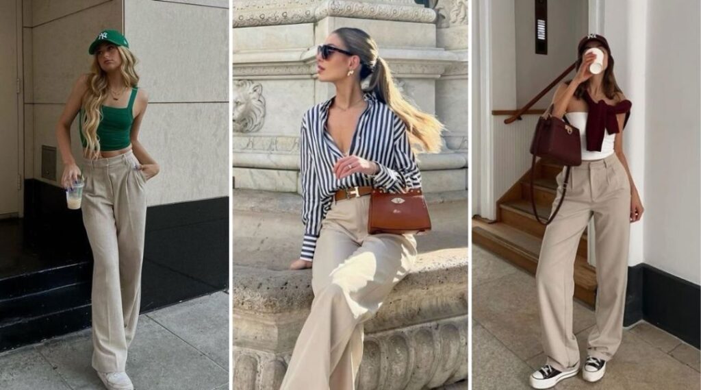 beige pants outfit ideas