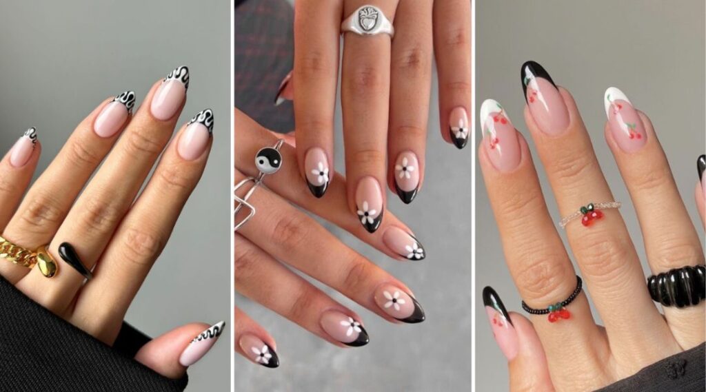 black French tip nails